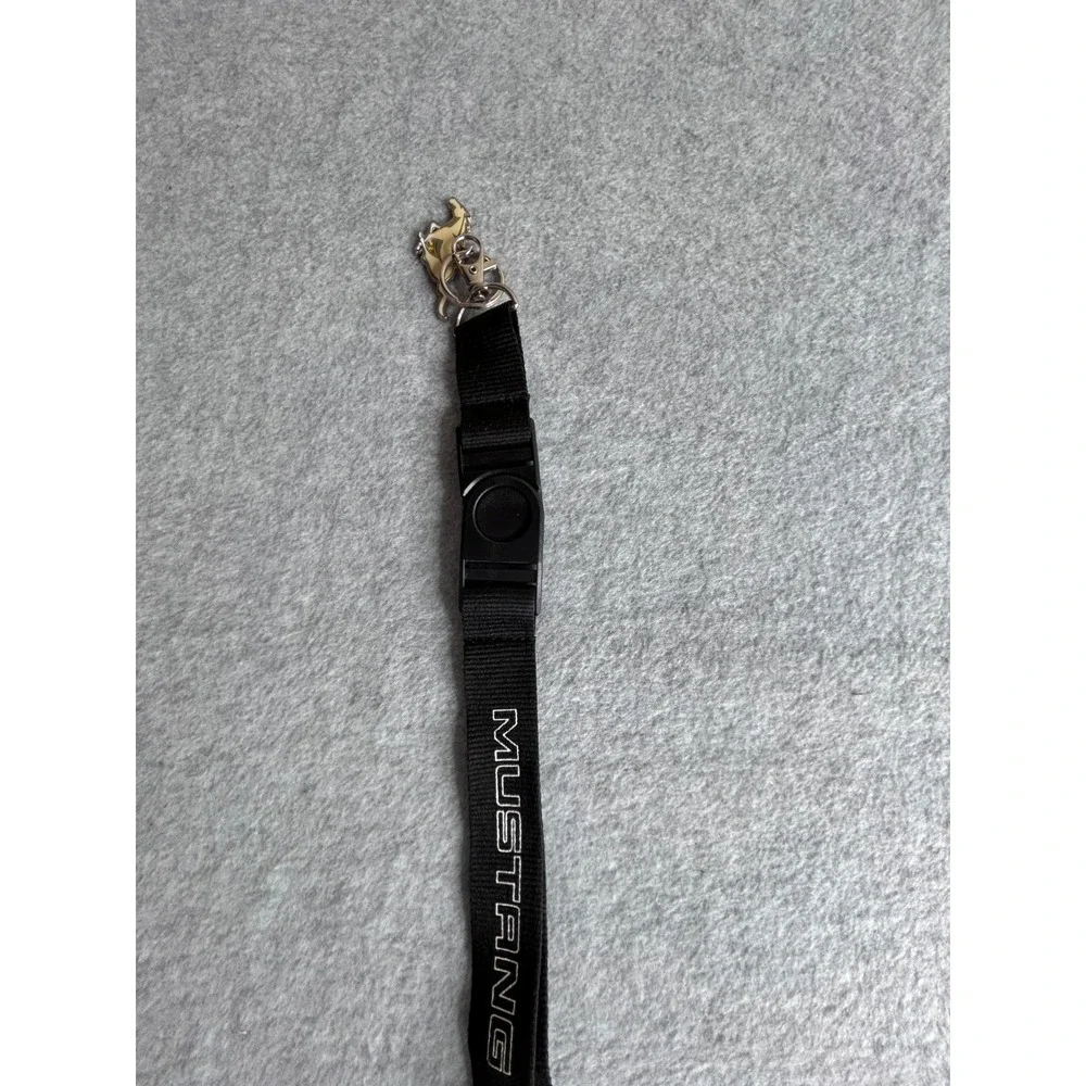 Ford Mustang Black Lanyard with Pony Charm Detachable Buckle Key ID Holder